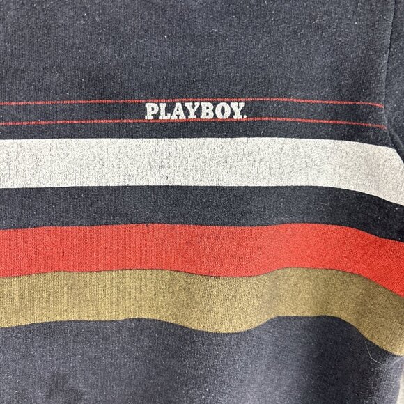 Vintage 70s/80s Playboy Crewneck Sweater Pullover Stripes Men’s Size M Black - Picture 2 of 8